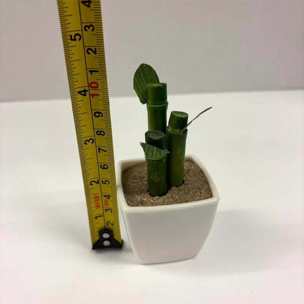 Greenbrier International Faux Bamboo Plant in White Pot 4.5